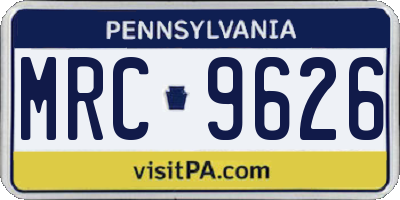 PA license plate MRC9626