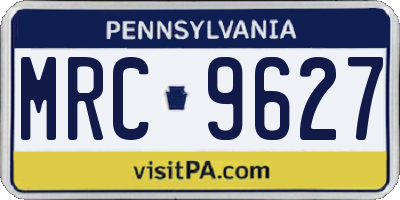 PA license plate MRC9627