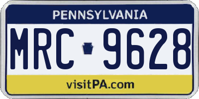 PA license plate MRC9628