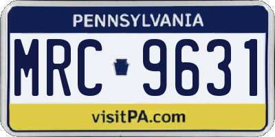 PA license plate MRC9631