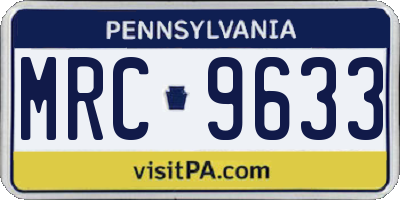 PA license plate MRC9633