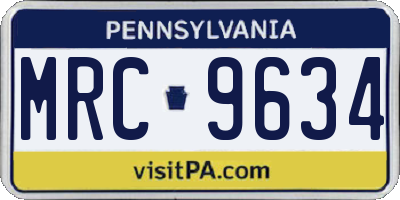 PA license plate MRC9634