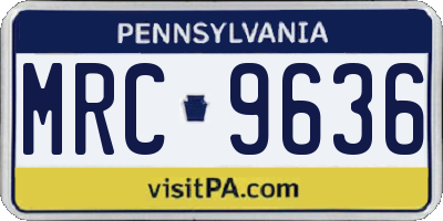 PA license plate MRC9636