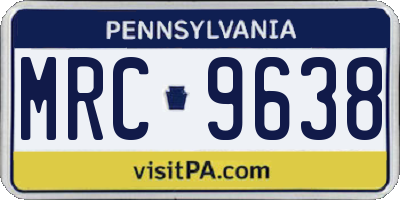 PA license plate MRC9638