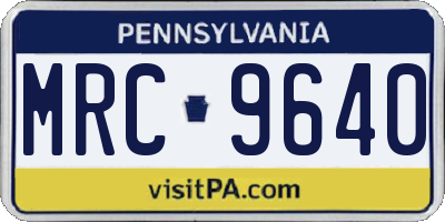 PA license plate MRC9640