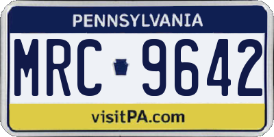 PA license plate MRC9642