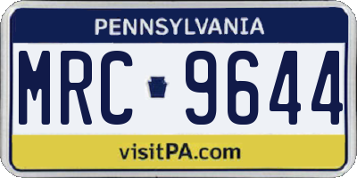 PA license plate MRC9644