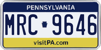 PA license plate MRC9646