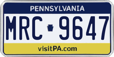 PA license plate MRC9647