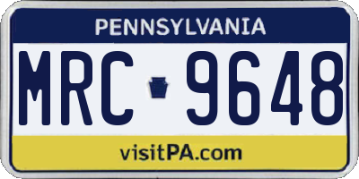 PA license plate MRC9648