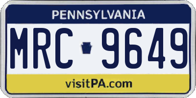 PA license plate MRC9649