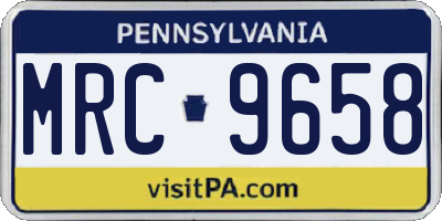 PA license plate MRC9658
