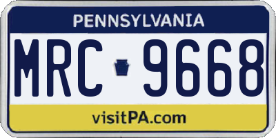 PA license plate MRC9668