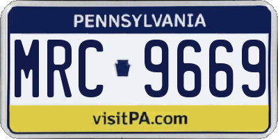 PA license plate MRC9669