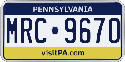 PA license plate MRC9670