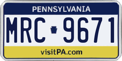 PA license plate MRC9671