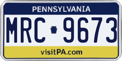 PA license plate MRC9673