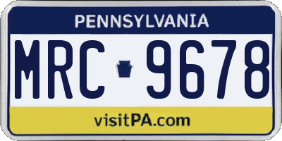PA license plate MRC9678