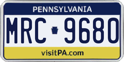 PA license plate MRC9680