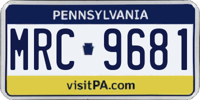 PA license plate MRC9681