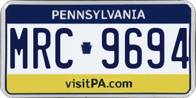 PA license plate MRC9694