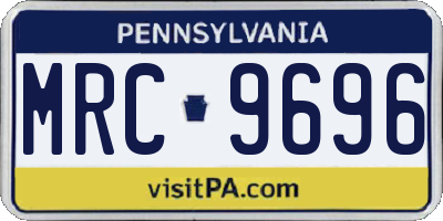 PA license plate MRC9696