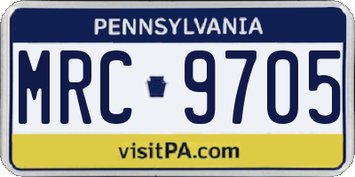 PA license plate MRC9705