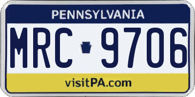 PA license plate MRC9706