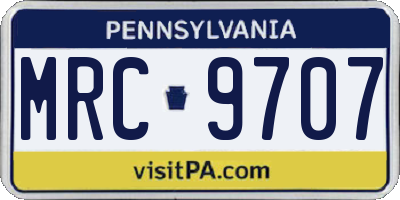 PA license plate MRC9707