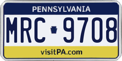 PA license plate MRC9708