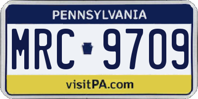 PA license plate MRC9709