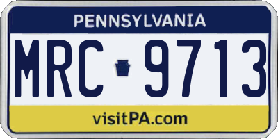 PA license plate MRC9713