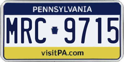PA license plate MRC9715