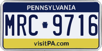 PA license plate MRC9716