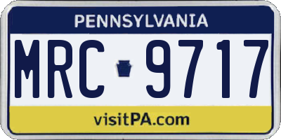 PA license plate MRC9717