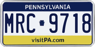 PA license plate MRC9718