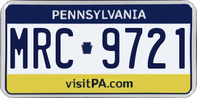 PA license plate MRC9721