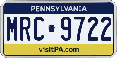 PA license plate MRC9722