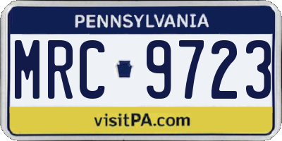 PA license plate MRC9723