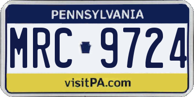 PA license plate MRC9724