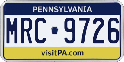 PA license plate MRC9726