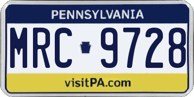 PA license plate MRC9728