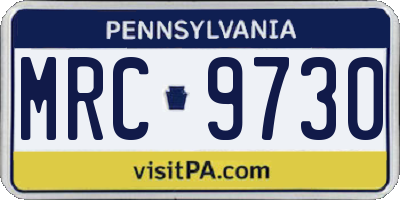 PA license plate MRC9730