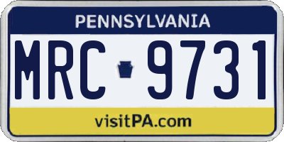 PA license plate MRC9731