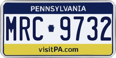 PA license plate MRC9732