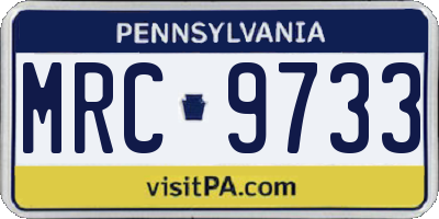 PA license plate MRC9733
