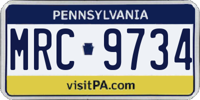PA license plate MRC9734
