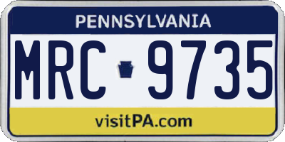 PA license plate MRC9735