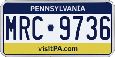 PA license plate MRC9736