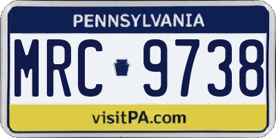 PA license plate MRC9738